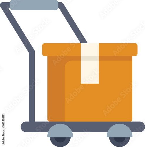 Delivery service concept with cardboard box on hand truck being delivered to customer