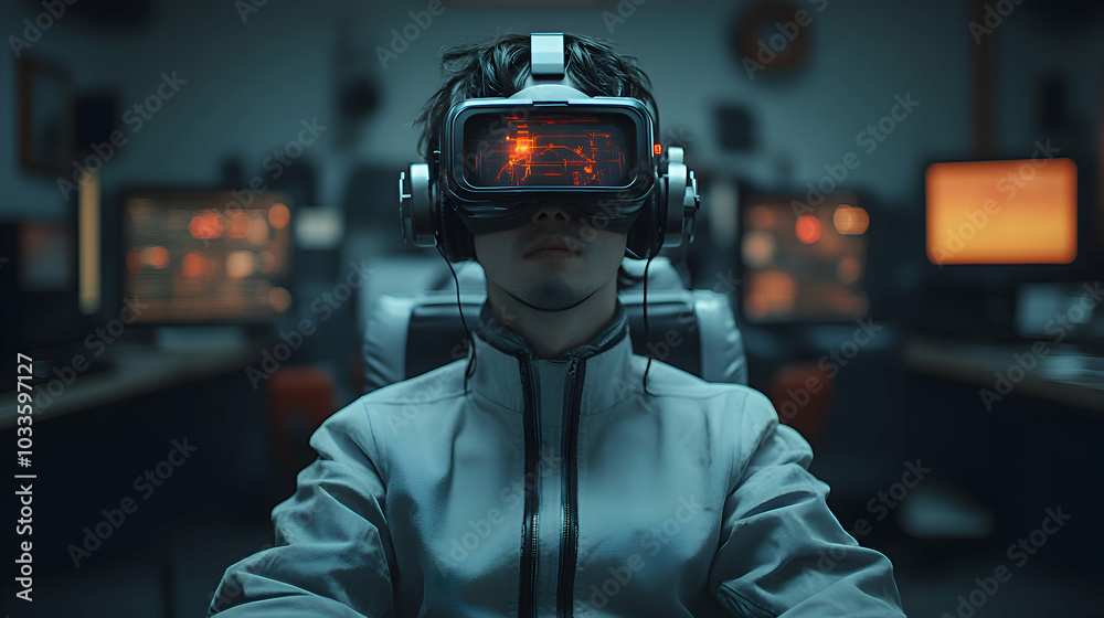 A scenario where AI-powered virtual reality is used for psycho-therapy, with environments that adjust dynamically based on the patients emotional and physiological states A scenario where AI-powered virtual reality is used for psycho-therapy, with environments that adjust dynamically based on the patients emotional and physiological states