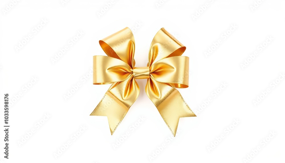 Elegant Gold Bow on White Background Elegant Gold Bow on White Background