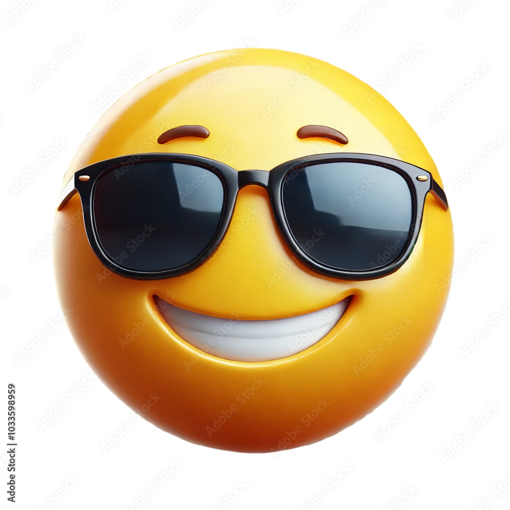 Smiling Face with Sunglasses 3D Emoji Isolated on Transparent Background Smiling Face with Sunglasses 3D Emoji Isolated on Transparent Background