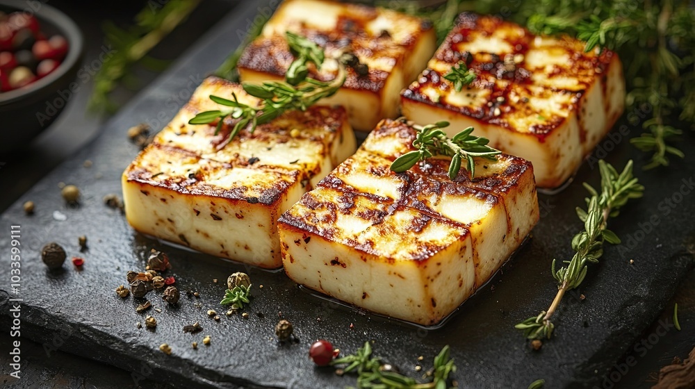 Halloumi Cheese, arranged aesthetically Halloumi Cheese, arranged aesthetically