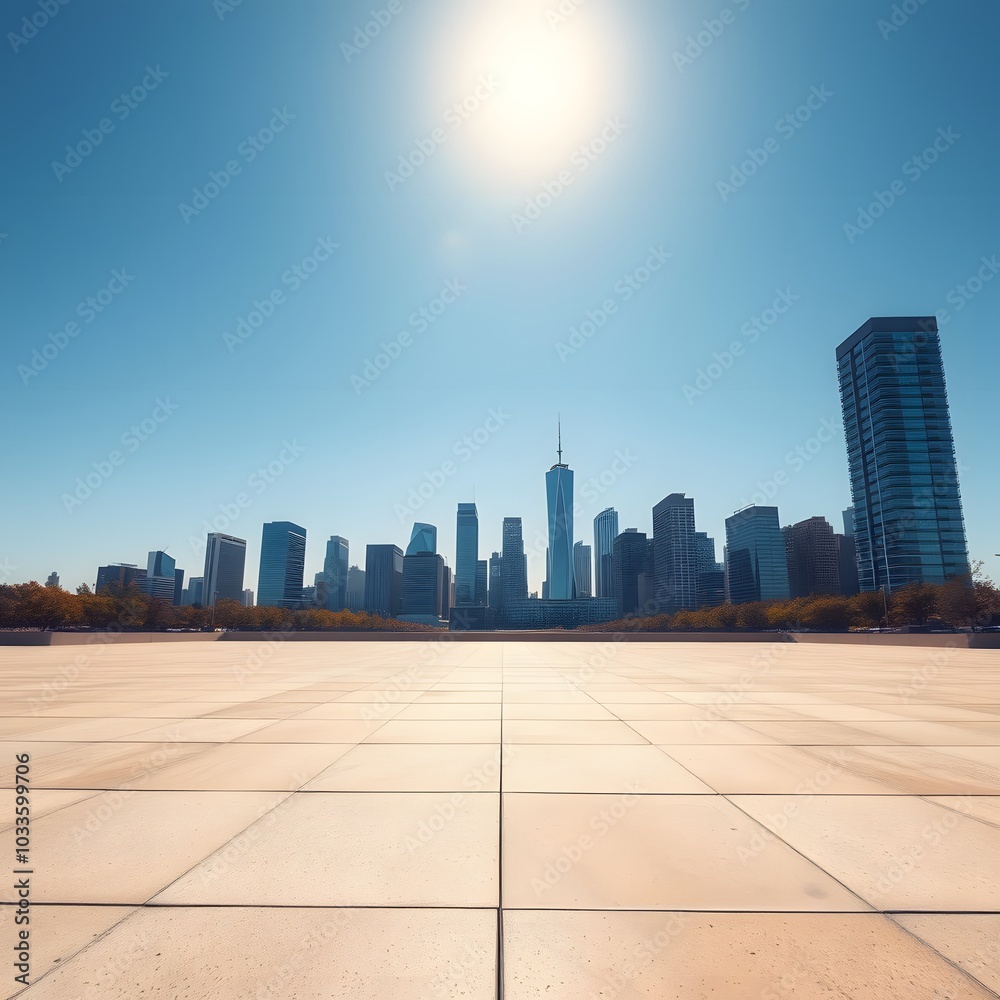 city skyline at sunset