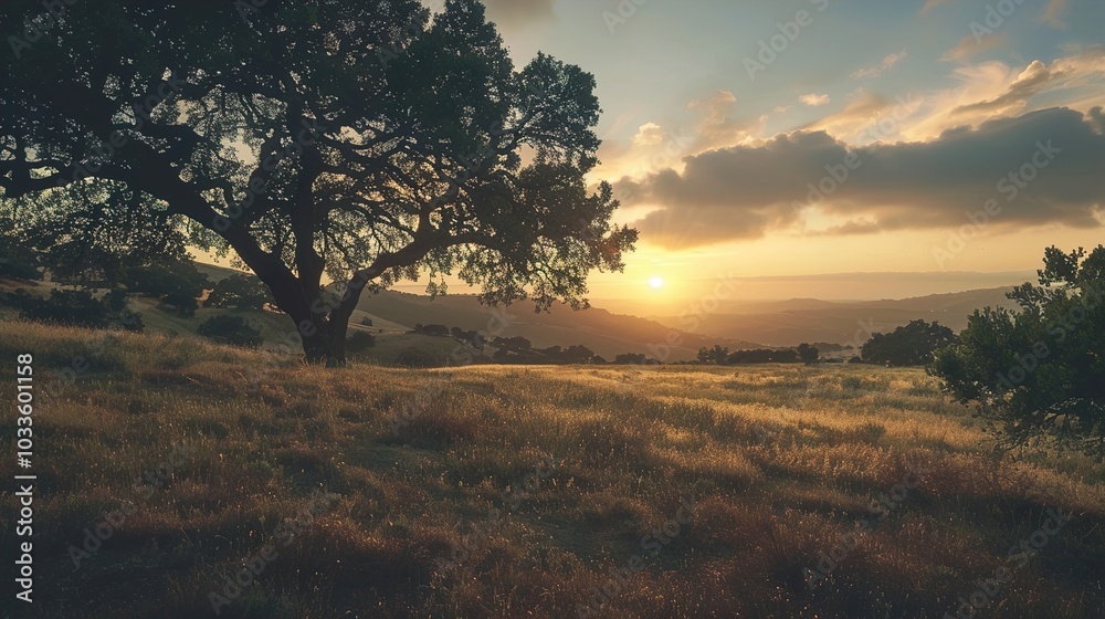 Golden Hour Sunset Over Rolling Hills Golden Hour Sunset Over Rolling Hills
