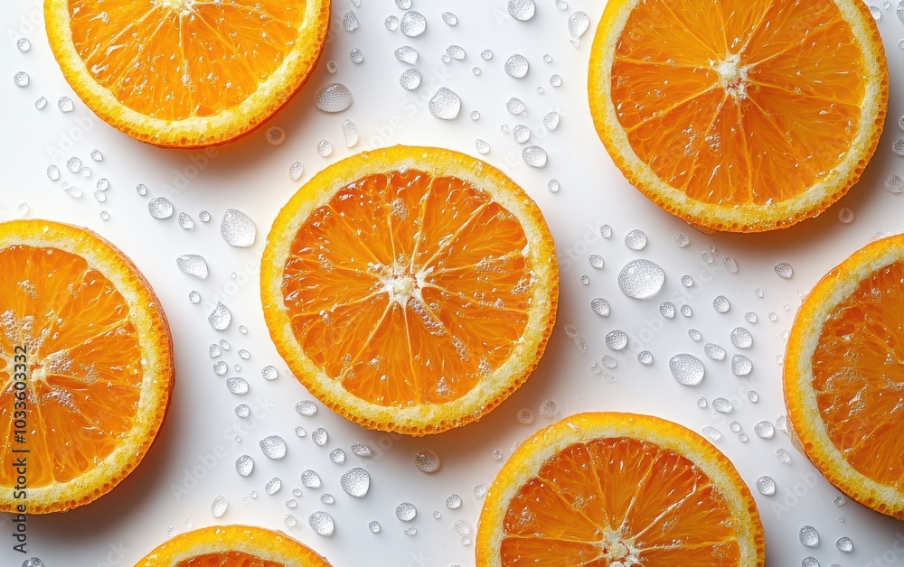 Orange Slices with Water Drops