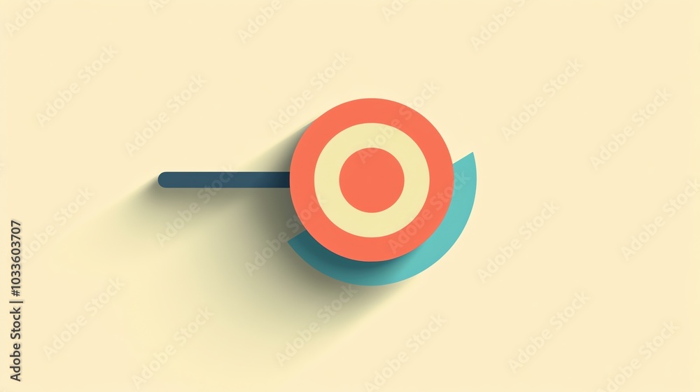 An abstract design with a target, an arc, and a line. An abstract design with a target, an arc, and a line.