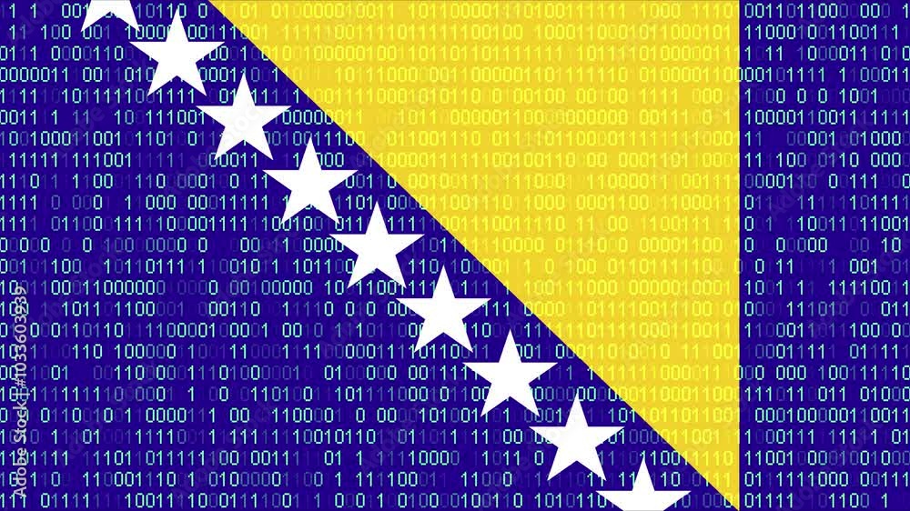 Bosnia and Herzegovina flag - Waving flag on report analytics data statement