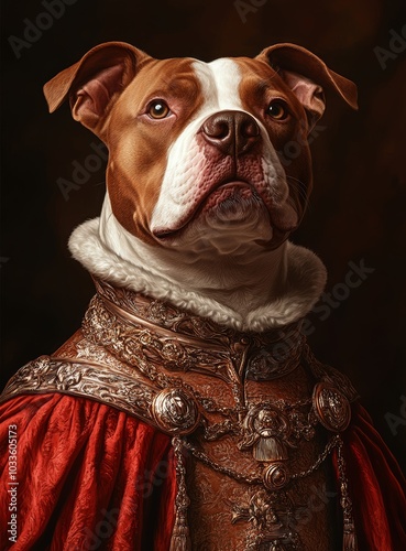 Regal dog in ornate royal attire portrait 