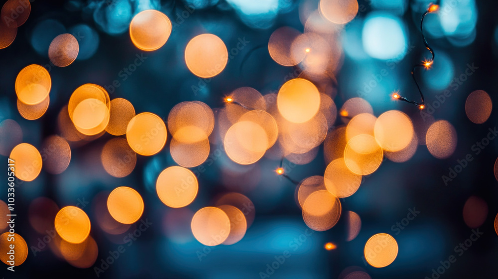 Abstract blue background with golden bokeh, festive photo background Abstract blue background with golden bokeh, festive photo background
