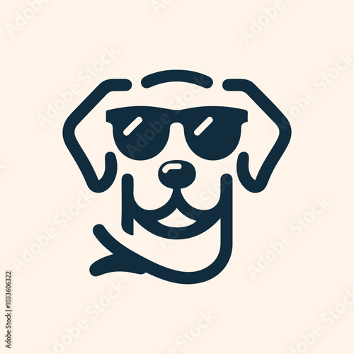 Dog with sunglass logo icon vector illustration