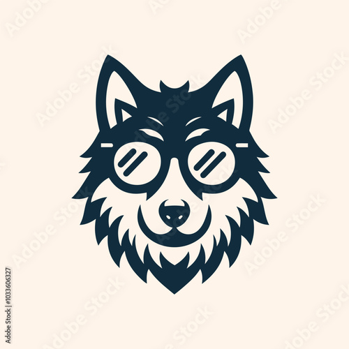 Dog with sunglass logo icon vector illustration