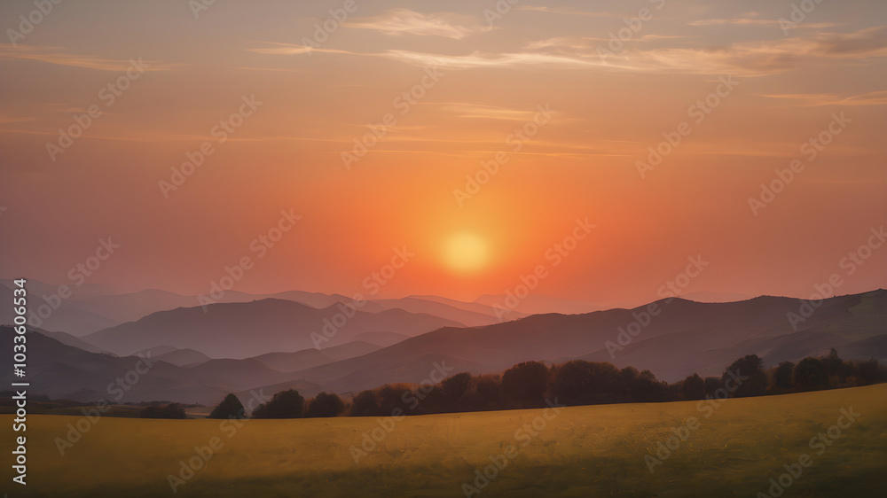 A sunset orange background with a soft glow, giving a warm and inviting feel, perfect for cozy themes