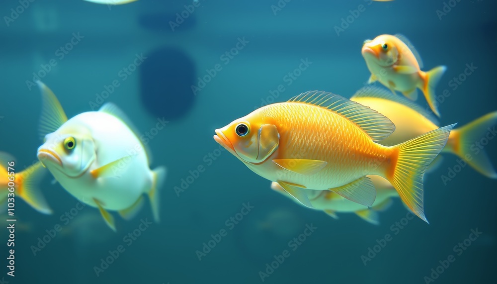 Fototapeta premium Colorful Fish in Clear Water Swimming Gracefully