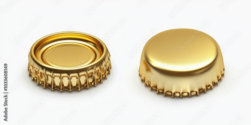Beer Bottle Cap. Blank Golden Cap for Bottled Beer - Isolated Metallic Object Beer Bottle Cap. Blank Golden Cap for Bottled Beer - Isolated Metallic Object