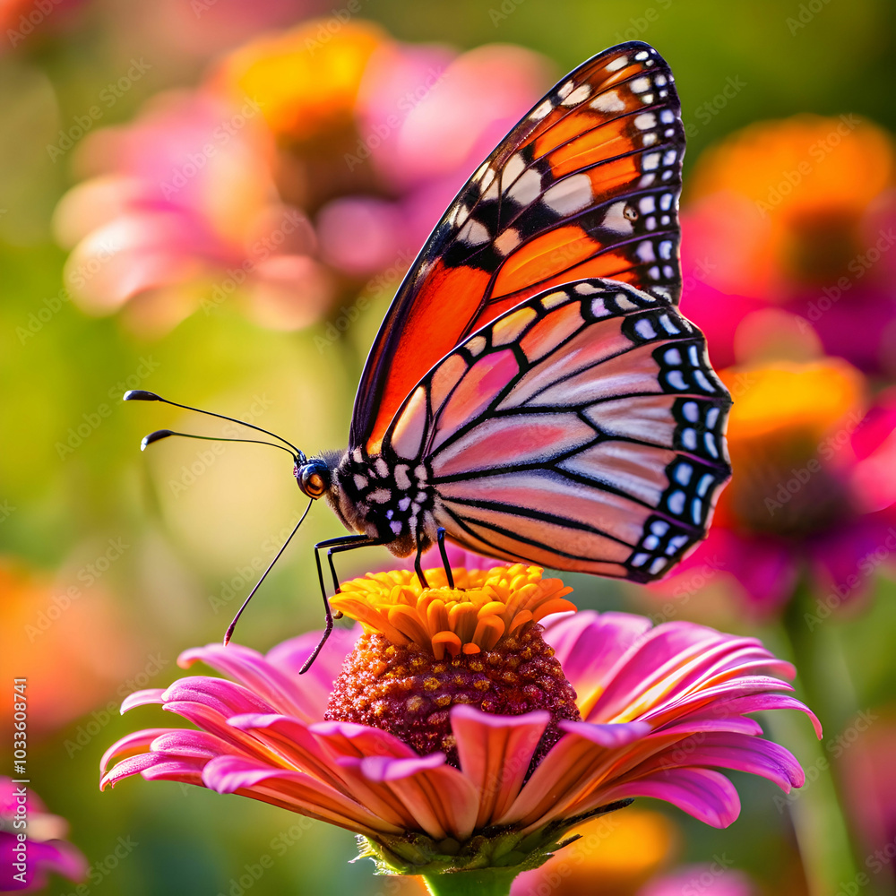 A Butterfly's Delicate Dance On Petals of Bloom, Where Beauty Takes Flight