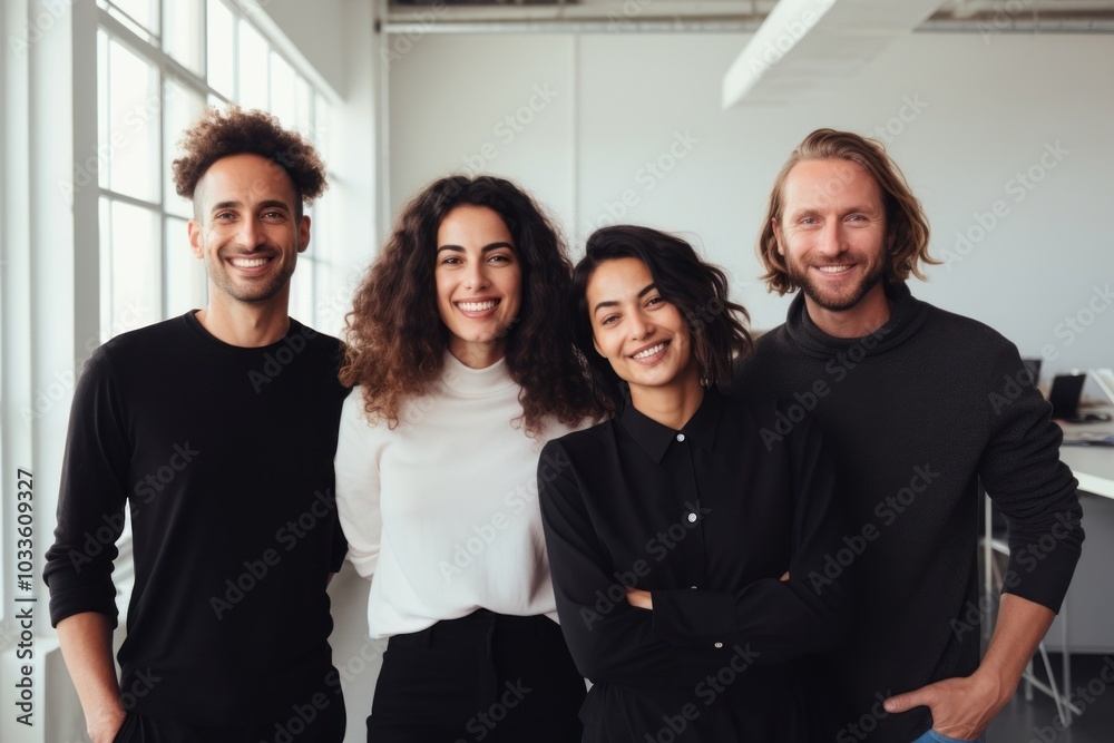 4 people business team smiling office adult. 4 people business team smiling office adult.