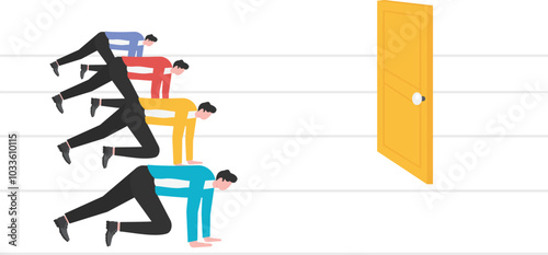 Business exploitation and fraud, businessman being supported by corporate culture, unfair competition, Vector illustration design concept in flat style
