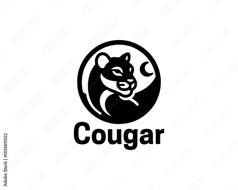 Black Cougar Head Logo Design Vector Illustration Black Cougar Head Logo Design Vector Illustration