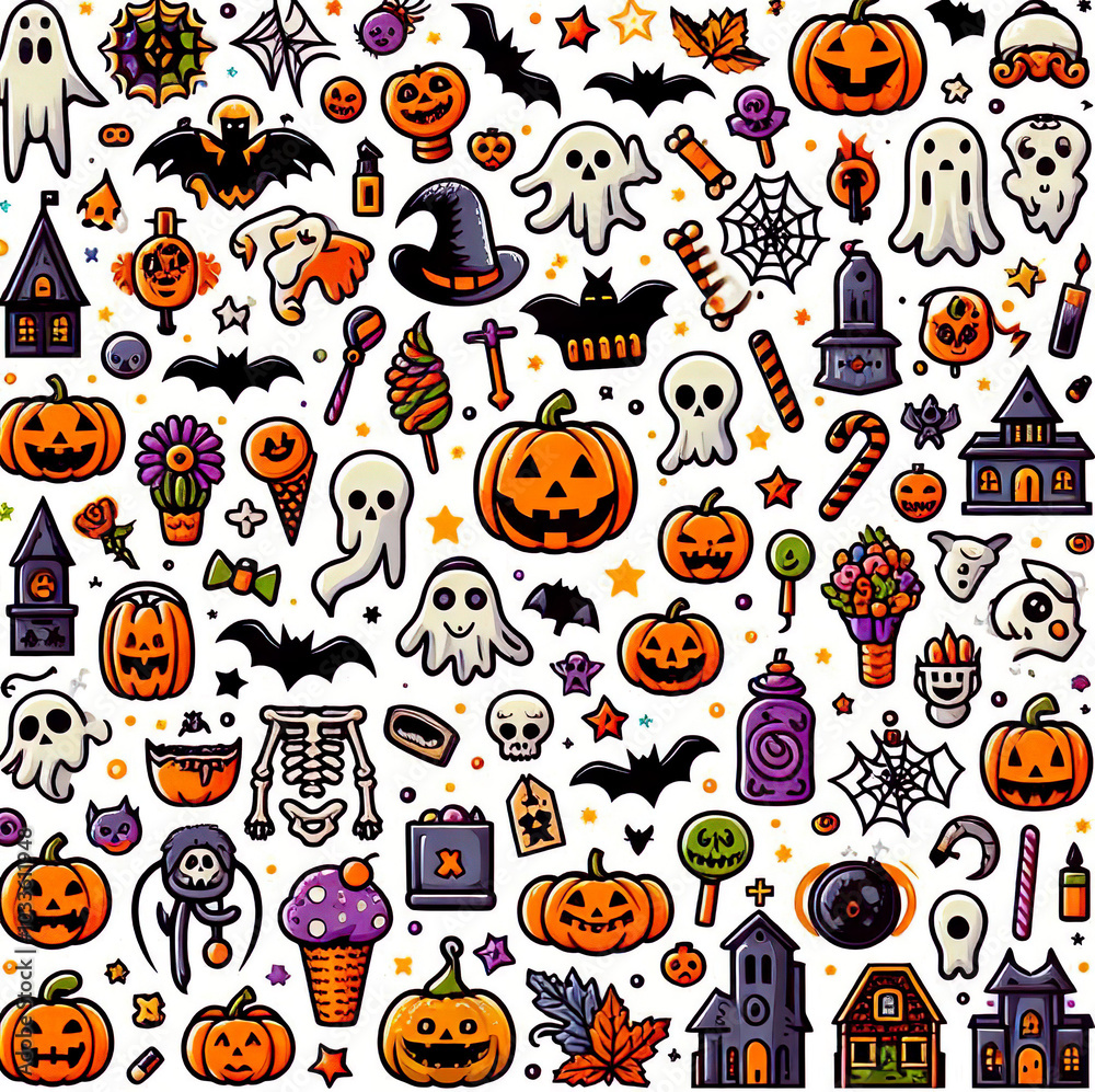 Colorful halloween icons Colorful halloween icons