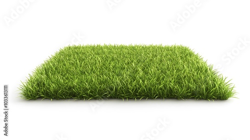 Green lawn on white background. 3D illustration. 