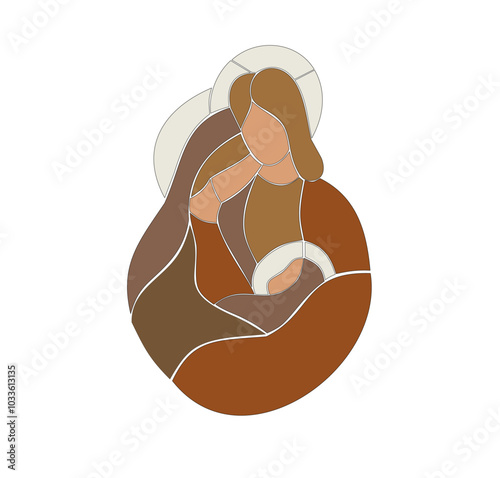 HOLY CHRISTIAN FAMILY SYMBOLIC COLORED IMAGE