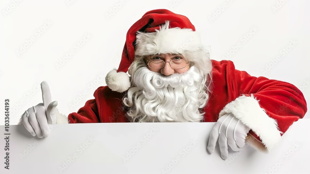 Santa Claus Pointing with Blank Sign Isolated on White Background Santa Claus Pointing with Blank Sign Isolated on White Background