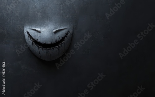 Creepy Halloween Mask on a Dark Background