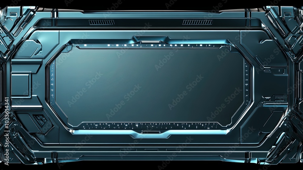Futuristic interface design featuring a sleek, metallic frame and a central display area. Futuristic interface design featuring a sleek, metallic frame and a central display area.