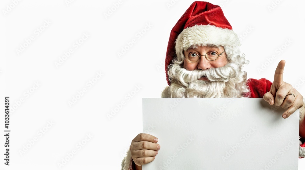Santa Claus Pointing with Blank Sign Isolated on White Background Santa Claus Pointing with Blank Sign Isolated on White Background