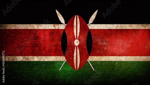 古いビンテージのケニアの国旗(Old grunge vintage Kenya flag.)

