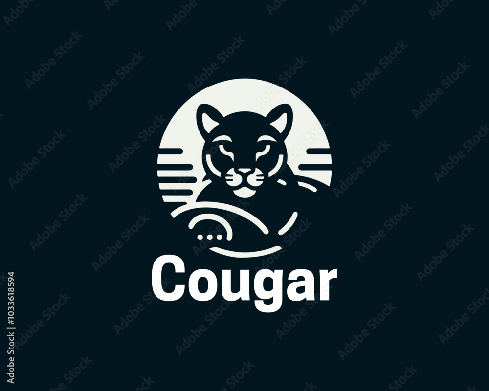Naklejka premium Cougar Head Logo Design icon Vector Illustration