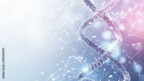 Abstract DNA double helix with a network of connections