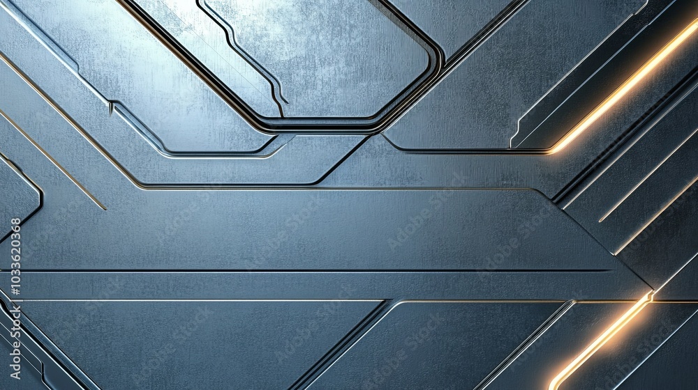 Obraz premium A sleek, modern metallic background with geometric patterns and subtle lighting effects.