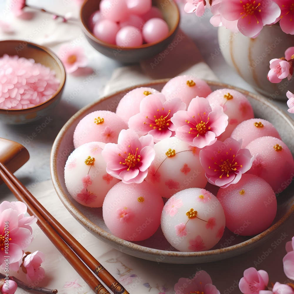 Sugar-Coated Happiness Pink Sakura Flower Tangyuan Sweet Rice Balls for Chinese New Year Sugar-Coated Happiness Pink Sakura Flower Tangyuan Sweet Rice Balls for Chinese New Year