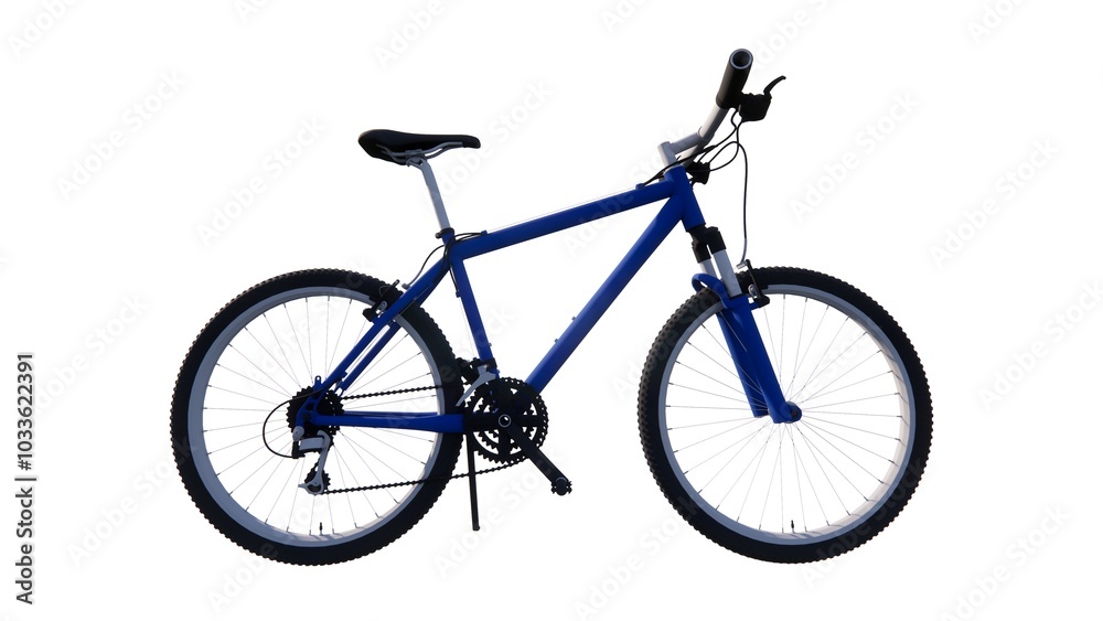 Fototapeta premium a blue bike with a black seat and a white background