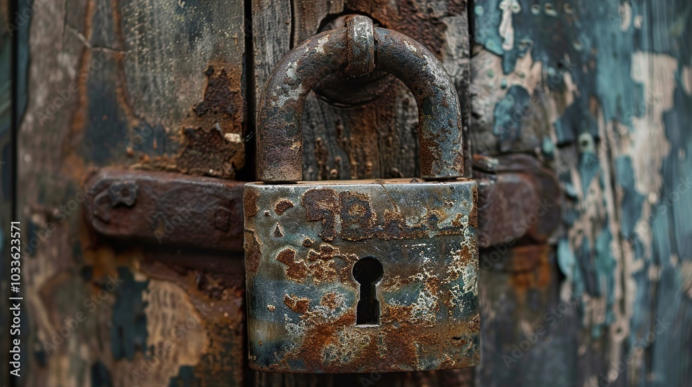 Close Up of a Rusty Padlock on an Old Door Close Up of a Rusty Padlock on an Old Door