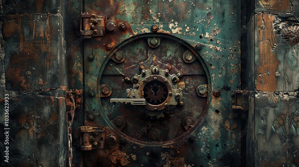 Rusted Metal Door with Intricate Lock Rusted Metal Door with Intricate Lock
