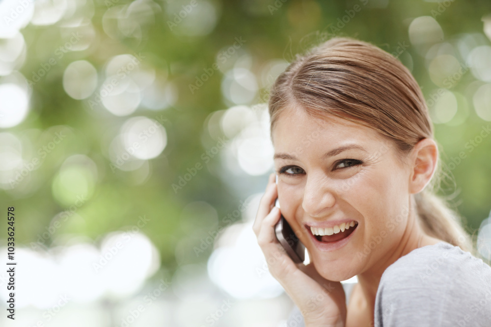 Phone call, happy and portrait of businesswoman outdoor with communication, networking or contact. Cellphone, nature and financial planner on mobile discussion with stakeholder client for investment. Phone call, happy and portrait of businesswoman outdoor with communication, networking or contact. Cellphone, nature and financial planner on mobile discussion with stakeholder client for investment.