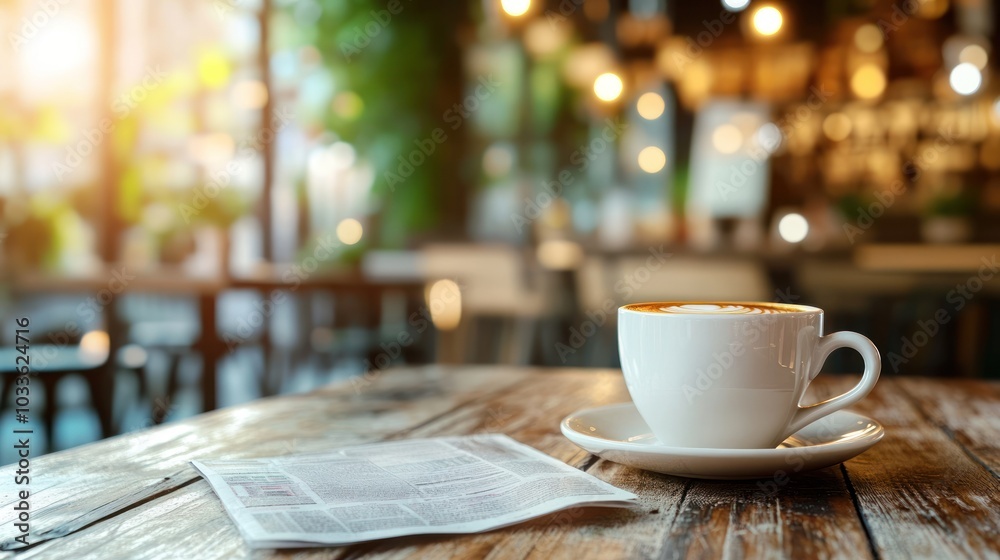 Fototapeta premium Coffee Break at a Cozy Cafe