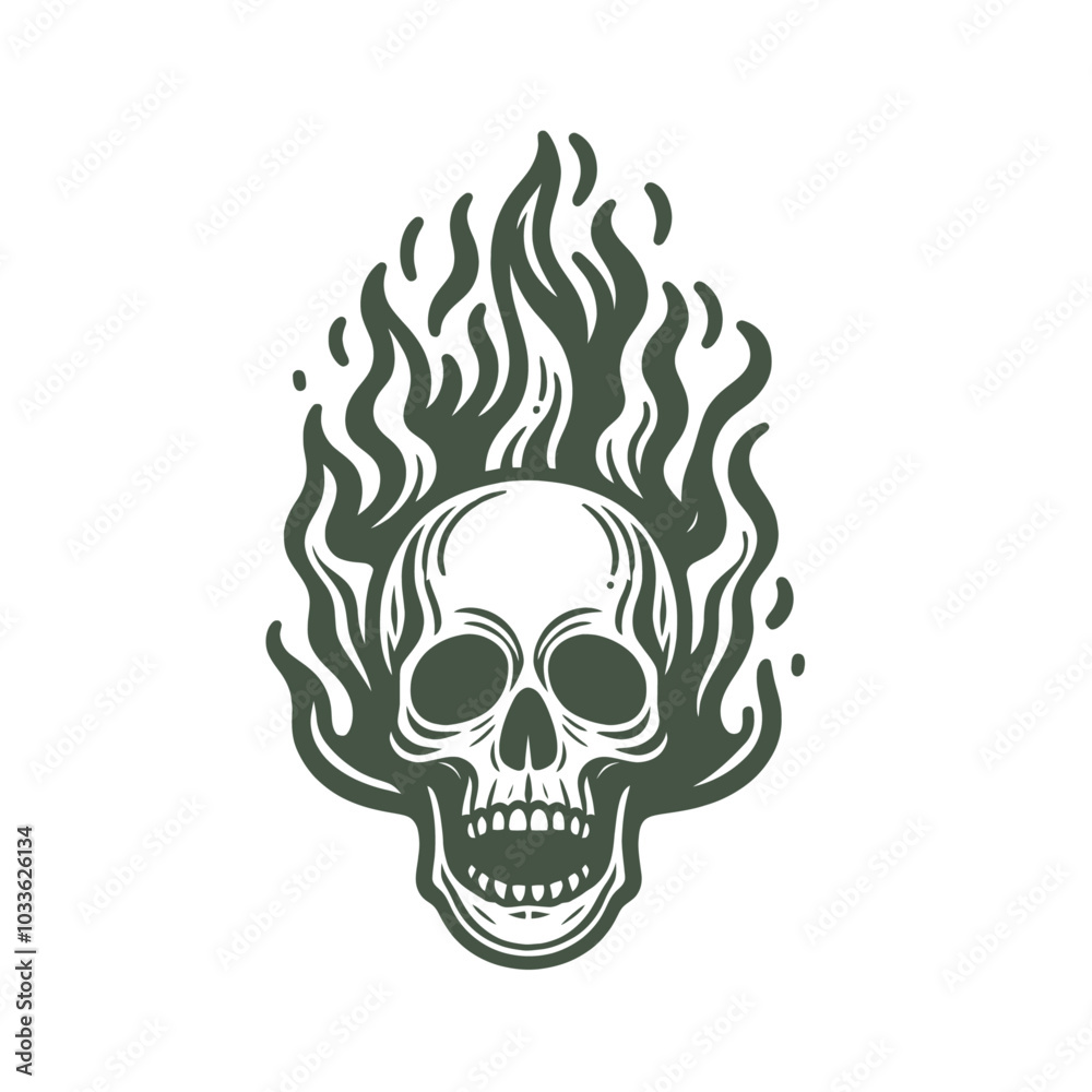 Obraz premium Skull in flame isolated vector illustration