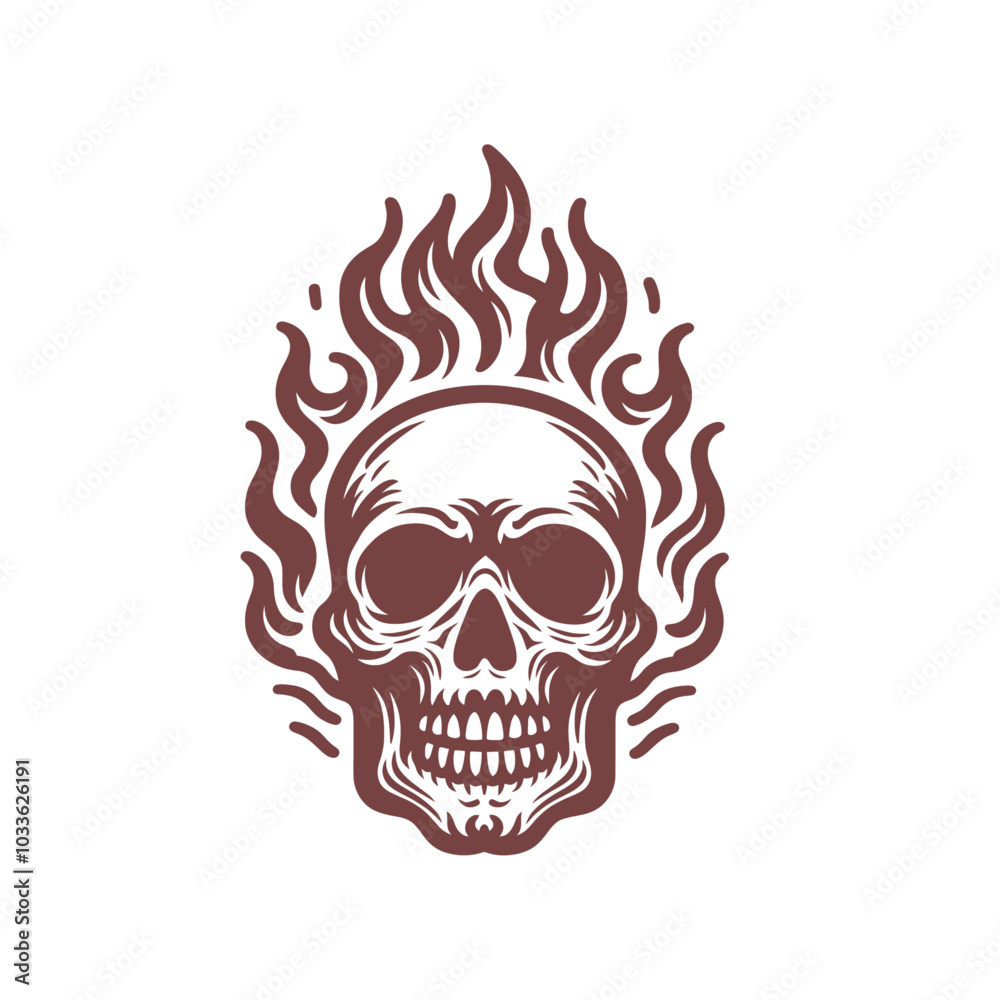 Fototapeta premium Skull in flame isolated vector illustration