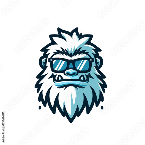 Mysterious beast modern style cool yeti with sunglasses sports logo mascot