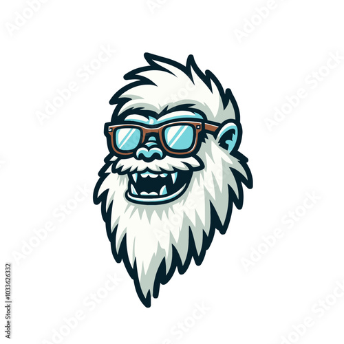 Mysterious beast modern style cool yeti with sunglasses sports logo mascot
