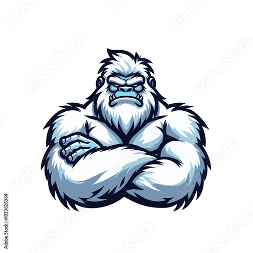 Mysterious beast modern style cool yeti sports logo mascot with hands crossed