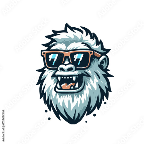 Mysterious beast modern style cool yeti with sunglasses sports logo mascot