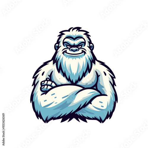 Mysterious beast modern style cool yeti sports logo mascot with hands crossed