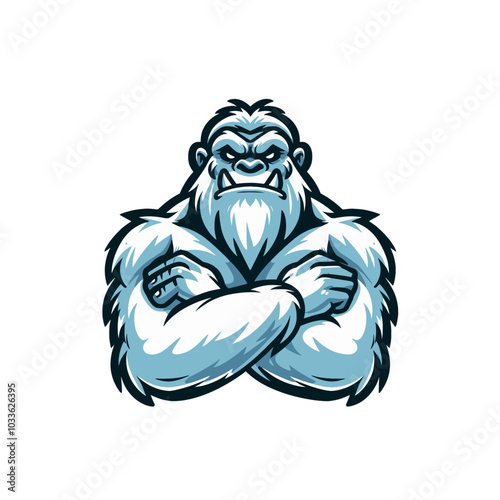 Mysterious beast modern style cool yeti sports logo mascot with hands crossed