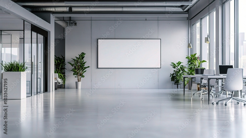 Fototapeta premium Modern Office Interior with Clean Design and Plants