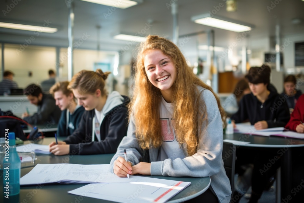 Fototapeta premium Science classroom student studying happy.