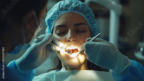 Dentist Carrying Out a Dental Procedure on a Patient photo