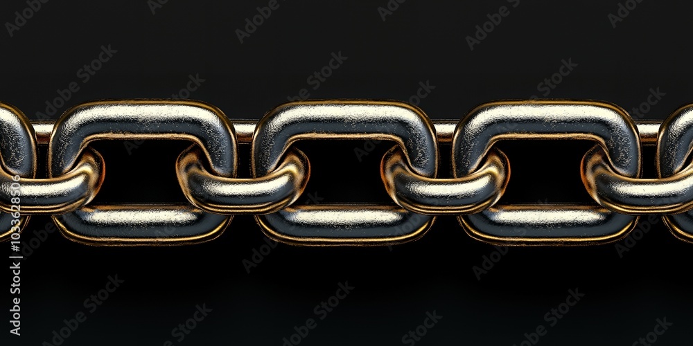 Close-up of a shiny silver chain on a dark background. Close-up of a shiny silver chain on a dark background.